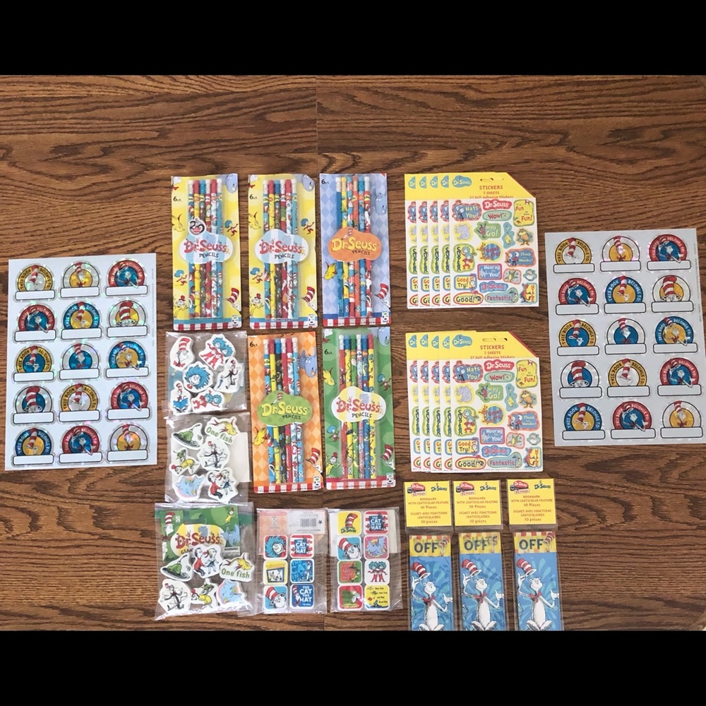 Dr Seuss Pencils Stickers Bookmarks Erasers 30 CT